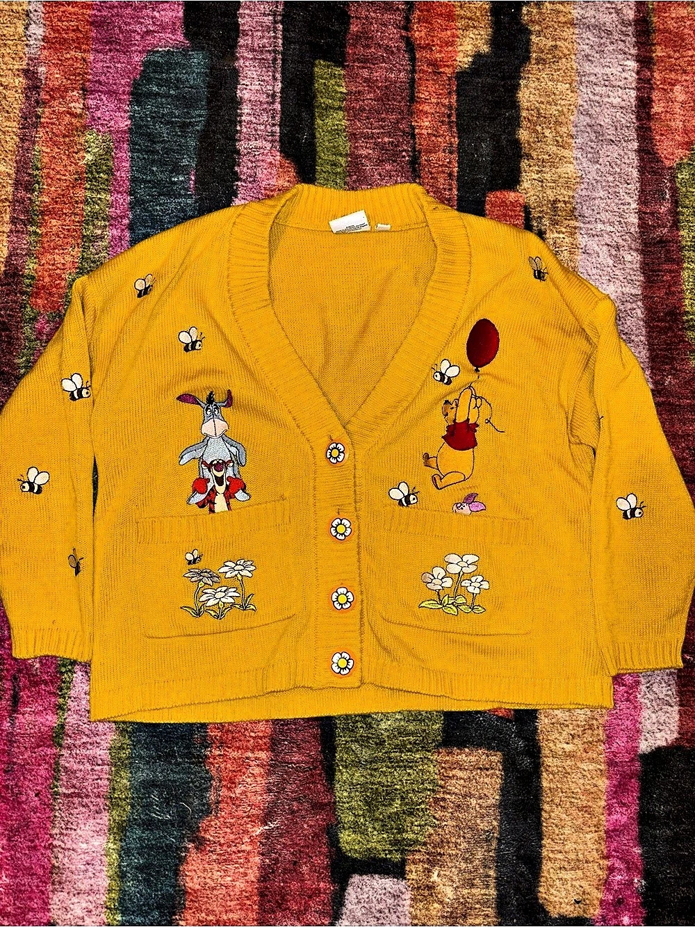 Disney Winnie the Pooh and Friends Embroidered Cardigan Yellow Medium
